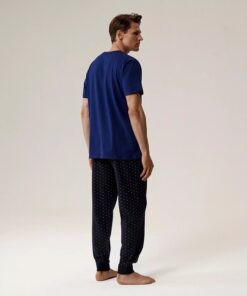 Alternative view of Piżama męska Atlantic krótki rękaw długie spodnie niebieski granat