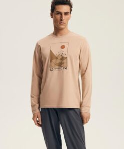 beżowo szara długa piżama damska