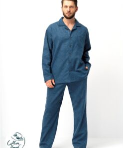 długa piżama męska rozpinana z flaneli bawełnianej