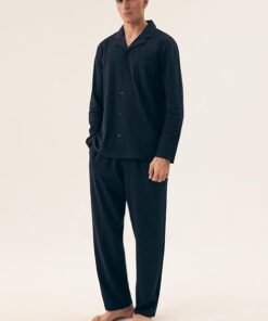 granatowa piżama męska długa rozpinana
