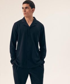 Piżama męska Henderson Mos rozpinana długa granat navy