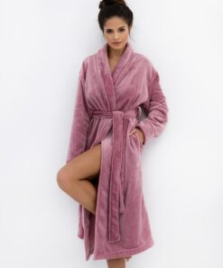 Szlafrok damski Sensis Chana długi bez kaptura wrzosowy