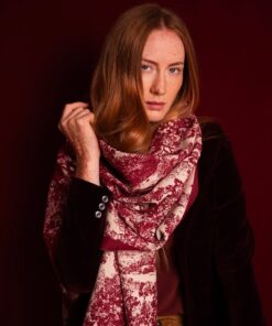 elegancki wiśniowy szal damski jesienny długi