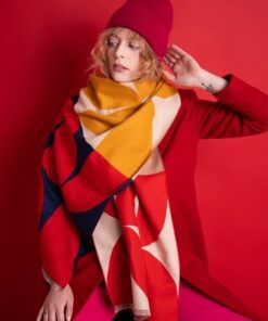 Szal damski Art of Polo długi geometryczny wzór czerwony