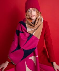 Szal damski Art of Polo długi geometryczny wzór fuksja