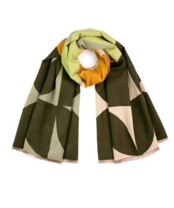 zielony wzorzysty szal damski ciepły 200cm