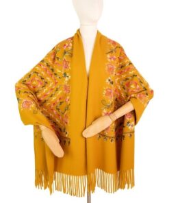Szal damski Art of Polo Fiona z dodatkiem wełny musztardowy