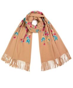 beżowy ciepły szal damski z wełną