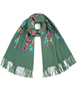 miętowy ciepły szal damski szeroki wełniany