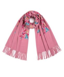 różowy ciepły szal damski z dodatkiem wełny