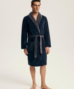 Alternative view of Szlafrok męski Henderson Nocturn ciepły szary navy granat