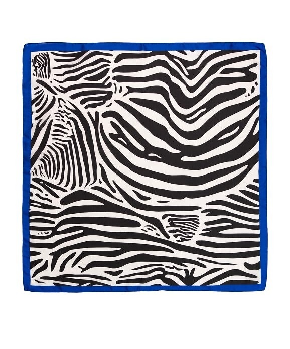 Elegancka apaszka Satynowa damska wzór zeberka niebieski - obrazek 4