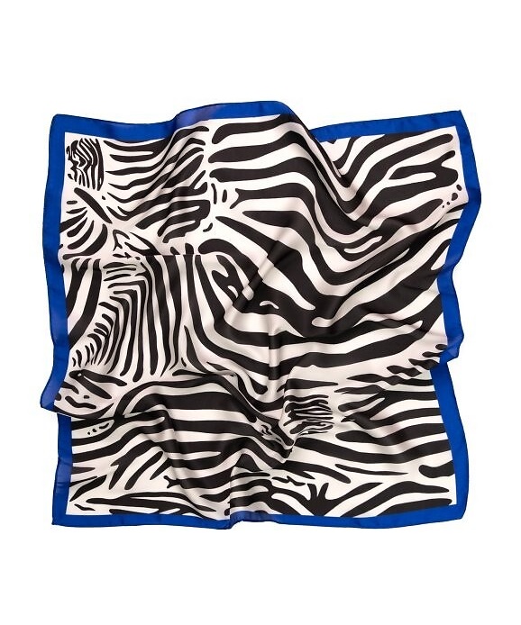 Elegancka apaszka Satynowa damska wzór zeberka niebieski - obrazek 5