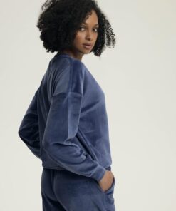 polarowa granatowaa piżama damska ciepła