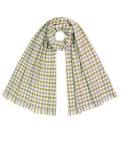 Szal damski Art of Polo długi 200cm w kratę szaro limonkowy