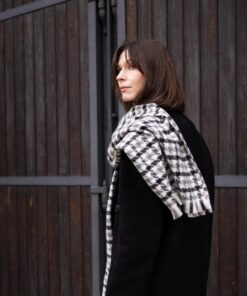 elegancki szalik w kratę szary 2m