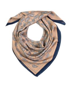 Elegancka apaszka damska Satynowa wzór paisley beżowa