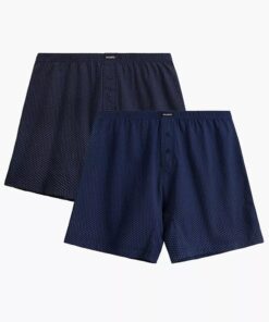 Bokserki Atlantic pakiet 2 sztuki Swobodny krój kobalt niebieski