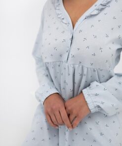 Alternative view of Koszula nocna bawełniana Sensis Lucille rozpinana góra gołębi