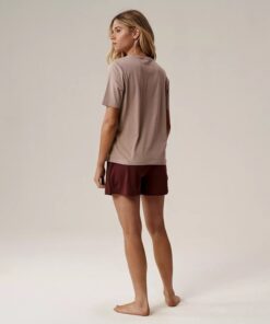Alternative view of Piżama damska Atlantic krótki rękaw krótkie spodenki beż wino