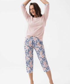 piękna piżama damska z rybaczkami i rękawem 3/4 bawełniana luna