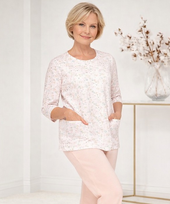 Jasna Piżama damska 3/4 Martel rozpinana pudrowy morelowy