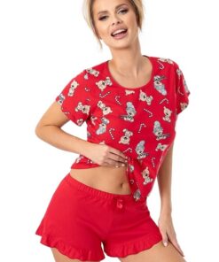 Piżama damska Donna Bear Short krótkie spodenki czerwona