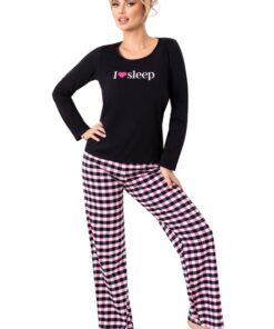 Alternative view of Piżama damska Donna Sleep Long bawełna kratka czarna