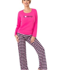 Alternative view of Piżama damska Donna Sleep Long bawełna kratka fuksja