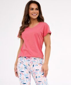 Piżama damska 372/472 Louisa2 krótki rękaw pastelowo różowa