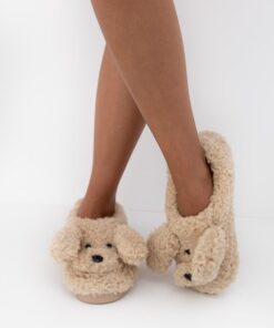 miękkie zakryte kapcie pieski beżowe