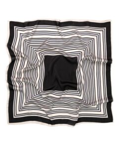 Elegancka apaszka damska Satynowa wzór pasy czarna