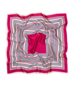 Elegancka apaszka damska Satynowa wzór pasy fuksja