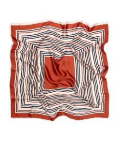 Elegancka apaszka damska Satynowa wzór pasy czerwona