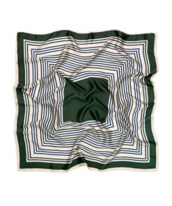 Elegancka apaszka damska Satynowa wzór pasy zielona