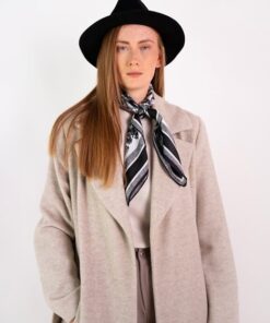 Alternative view of Elegancka apaszka Satynowa damska wzór tygrysy granatowa