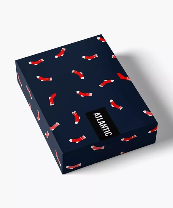 Bokserki Atlantic 2 sztuki eleganckie pudełko swobodne granatowe - obrazek 6