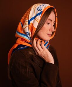 Elegancka apaszka Satynowa damska mix pomarańczowa