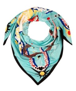 Elegancka apaszka Satynowa damska mix turkusowa