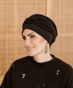 Elegancki Turban Kasia ciemny brąz aksamitny