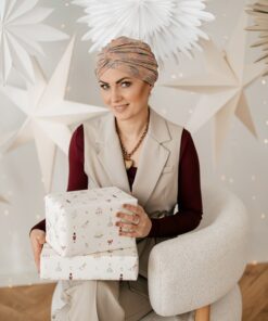 Alternative view of Elegancki Turban Klara pudrowy róż szary i beż