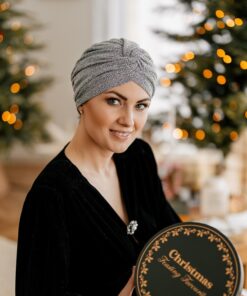 Alternative view of Elegancki Turban Klara błyszczący srebrny