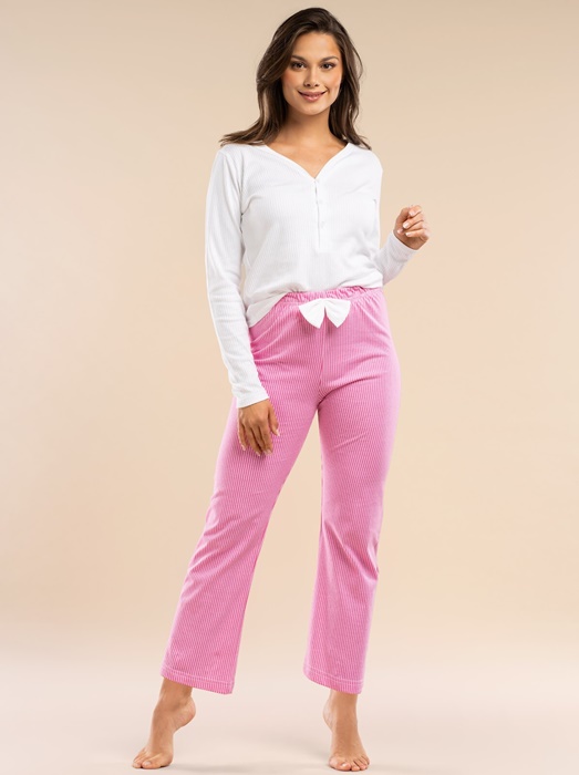 elegancka bawełniana piżam damska rybaczki długi rękaw