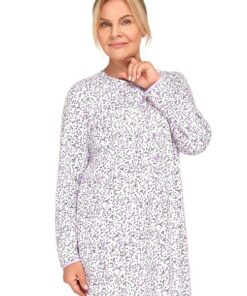 Alternative view of Koszula nocna Martel Długi rękaw rozpinana góra fioletowe kwiatki