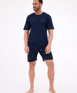 Alternative view of Piżamy dla Pary - zestaw piżam damska i męska krótka granat choinki