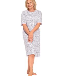 Alternative view of Koszula nocna Martel krótki rękaw rozpinana góra fioletowe kwiatki