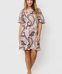 koszula nocna do kolan swobodne rękawy luźny fason