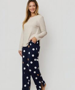 Alternative view of Piżama damska Mefemi Oceane PW85 długi rękaw beż granat