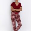 bordowa piżama damska świąteczny kolor i krata