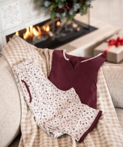 Alternative view of Piżama damska CC0140 Wildflower długość 3/4 beż i bordo